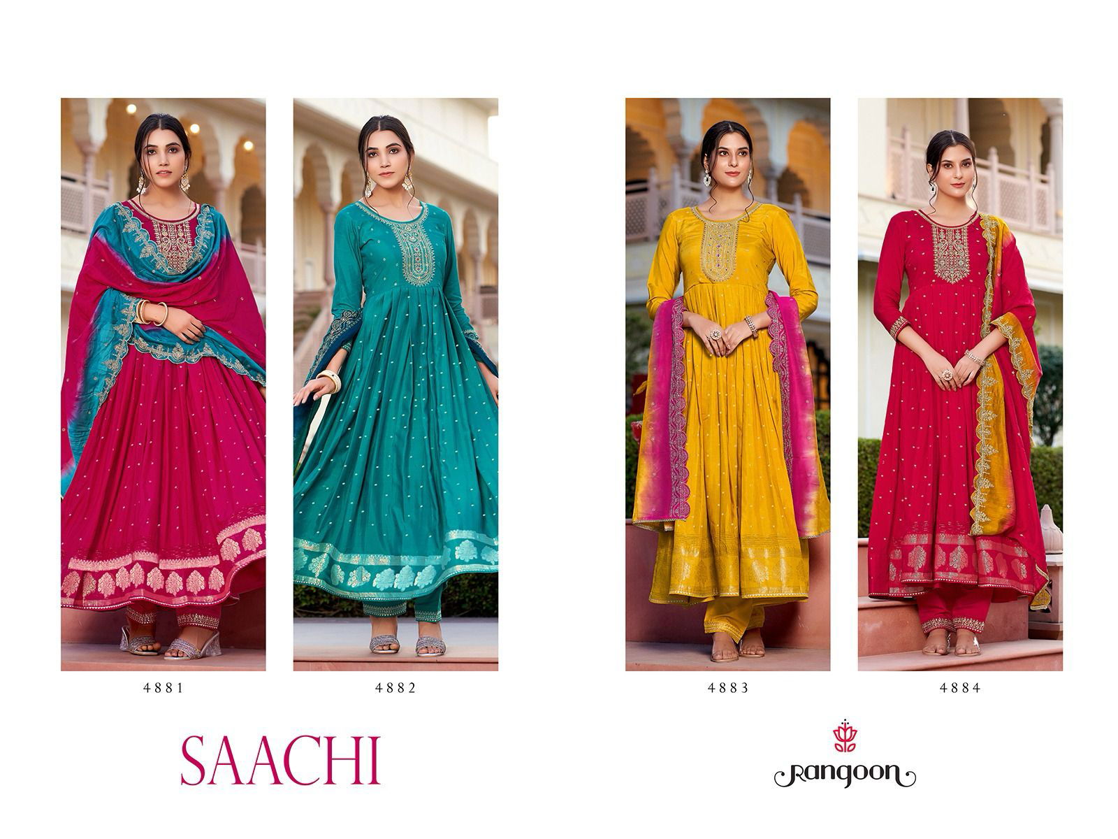 Rangoon Saachi Wedding Wear Anarkali Kurti With Bottom Dupatta